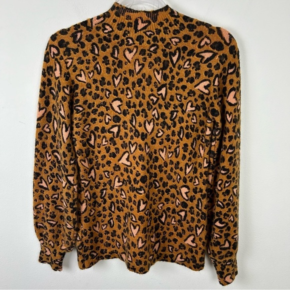 Karl Lagerfeld Animal Heart print mock neck fuzzy sweater size: XS - Picture 10 of 11